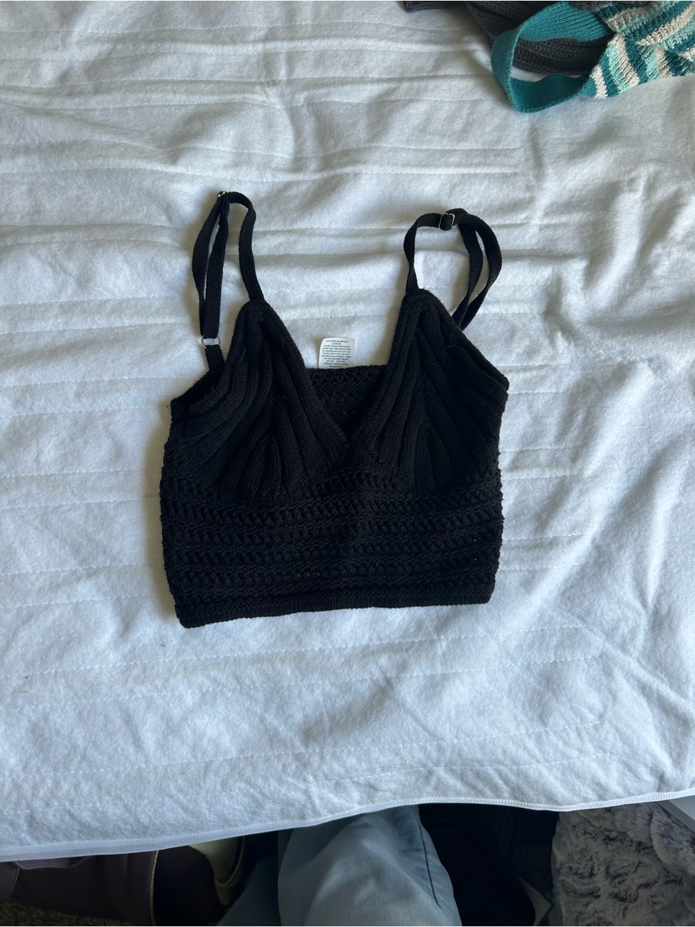 wild fable Black Crochet Crop Brami Top